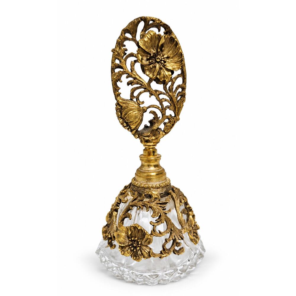 Vintage Matson Gilt Gold Ormolu Perfume Bottle Glass Dauber Rococo Baroque